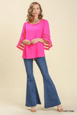 Blusa Umgee + Feminina Malha Burnout Manga Sino Top, Rosa Quente Estilo Boutique Tamanho comprar usado  Enviando para Brazil
