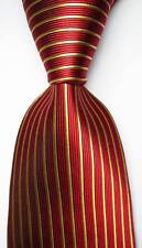 Nova gravata masculina clássica listrada ouro vermelho tecido jacquard 100% seda comprar usado  Enviando para Brazil