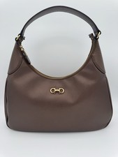 Salvatore Ferragamo Couro Marrom Metálico Gancini Romana Hobo, usado comprar usado Salvatore Ferragamo Couro Marrom Metálico Gancini Romana Hobo, usado comprar usado  Enviando para Brazil