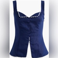 NOVO Top Reformation Viola Linho Azul Branco 10 comprar usado  Enviando para Brazil