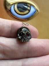 Olhos de granada vermelhos sangue caveira concha preta 14k YG💀Halloween🎃 comprar usado  Enviando para Brazil