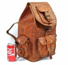Mochila masculina de couro real 16" bolsa para laptop grande caminhada viagem acampamento transporte comprar usado  Enviando para Brazil