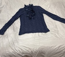 Blusa de manga comprida azul marinho com detalhe de babado comprar usado  Enviando para Brazil