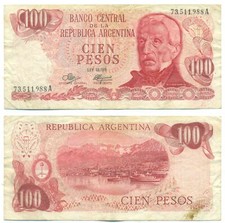 NOTA ARGENTINA 100 PESOS (1972) SUFIXO MANCINI-BRIGNONE A B# 2386 P 291 comprar usado  Enviando para Brazil