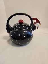 CHALEIRA DE CHÁ VINTAGE PRETO BRANCO GALO ASSOBIO FRANGO, usado comprar usado  Enviando para Brazil