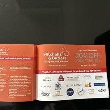 Mitchells butlers vouchers for sale  BIRMINGHAM