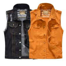 Jaqueta jeans masculina sem mangas rasgada jeans colete colete desgastado comprar usado Jaqueta jeans masculina sem mangas rasgada jeans colete colete desgastado comprar usado  Enviando para Brazil