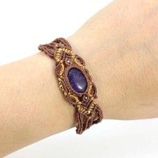 Pulseiras femininas de pedra quartzo cristal macramê trançado envolto em corda feitas à mão comprar usado  Enviando para Brazil