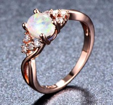 Usado, Anel Ocean Sea Island branco opala fogo folheado a ouro rosa pulseira de prata tamanho 6-10 comprar usado  Enviando para Brazil