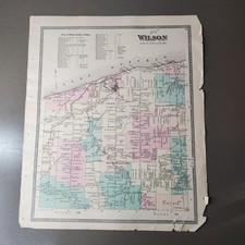 Vintage 1875 Wilson Map Niagara County New York Original Antigo Colorido à Mão Ar, usado comprar usado  Enviando para Brazil
