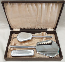 Conjunto de escova de cabelo vintage 3 peças com espelho e caixa de couro - H04 comprar usado  Enviando para Brazil