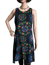 Desigual Mandala Nadruk Szyfon Sukienka bez rękawów Aline S Czarna Kolorowa podszewka na sprzedaż  PL