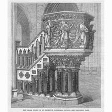 IRLANDA O Novo Púlpito de Pedra na Catedral de São Patrício Dublin Estampa Antiga 1865 comprar usado  Enviando para Brazil