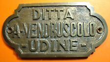 1940 Placa de Latón Ditta "Vendruscolo" Udine, usado comprar usado  Enviando para Brazil