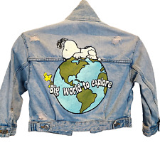 Chaqueta vaquera de mezclilla Zara x Snoopy Peanuts niñas talla 7 Big World to Explore Globe, usado segunda mano  Embacar hacia Argentina