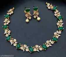 Gargantilla enchapada en oro indio Bollywood collar nupcial pendientes conjunto de joyería segunda mano  Embacar hacia Mexico