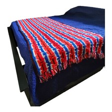 Sofá-cama vintage afegão crochê vermelho branco azul cobertor colcha pé de cama 33x84 comprar usado  Enviando para Brazil