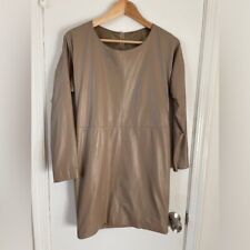Mini vestido de couro manga comprida bege camelo mangas com zíper pequeno comprar usado  Enviando para Brazil