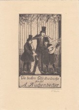 Używany, Félicitations Gravure Artur Bär 1884-1972 Trio De Musiciens na sprzedaż  Wysyłka do Poland