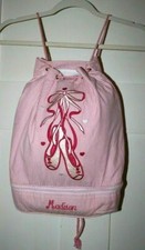 Mochila de balé listrada rosa e branca 2 compartimentos 16 x 11 x 5, usado comprar usado  Enviando para Brazil