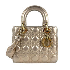 Autêntica bolsa de mão Christian Dior Lady Dior bolsa de ombro dourada pele de cordeiro - z4283, usado comprar usado  Enviando para Brazil