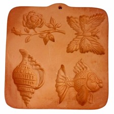 Usado, Molde de biscoito prensa de algodão borboleta concha do mar rosa peixe terracota chocolate 5" comprar usado  Enviando para Brazil