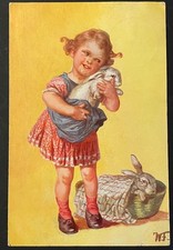 Vintage Wally Fialkowska Menina Mimando seus Coelhos Antigo PC 1929 comprar usado  Enviando para Brazil