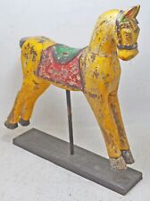Estatueta de cavalo de madeira fina esculpida à mão tamanho grande rústica pintada de amarelo comprar usado  Enviando para Brazil