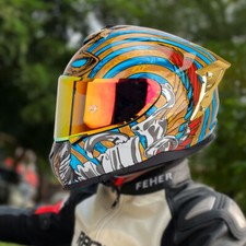 Usado, Viseira colorida rosto inteiro capacete de motocicleta lente dupla para homem capacete de corrida novo comprar usado  Enviando para Brazil