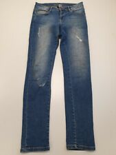 JEANS JEANS STRETCH SKINNY RASGADO AZUL LAVADO NO BANCO T752 REINO UNIDO 8 W26 L30 comprar usado  Enviando para Brazil