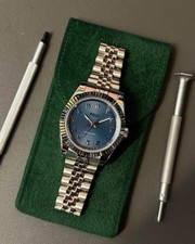 Seikmod Seikojust mostrador árabe azul gelo moldura canelada NH35 relógio automático safira, usado comprar usado  Enviando para Brazil
