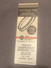 Vintage Texas Matchbook: “Crain’s Crankshaft Grinding Co” Abilene, TX comprar usado  Enviando para Brazil