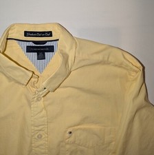 Camisa Tommy Hilfiger manga longa com botões L 100% algodão amarelo manteiga sólida comprar usado  Enviando para Brazil