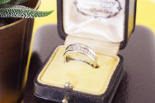 Anel de tiara de ouro branco 18k com diamante, anel de linha de diamante, aliança de casamento vintage comprar usado  Enviando para Brazil