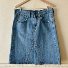 Saia jeans feminina Levi's Premium 12 linha A midi Y2K lavada a pedra jeans desgastada comprar usado  Enviando para Brazil