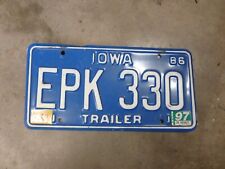 1986 1997 IOWA TRAILER PLACA "EPK 330" IA 97 PLACA DE REBOQUE AZUL/BRANCO comprar usado  Enviando para Brazil