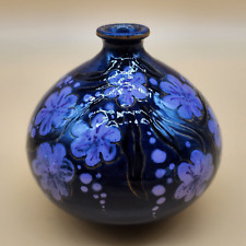 Vaso de cerâmica vitrificado assinado PiA azul cobalto/lavanda flor de cerejeira/flores comprar usado  Enviando para Brazil