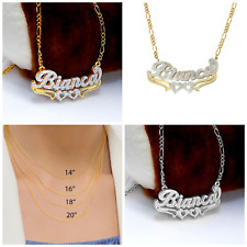 Collar personalizado con escritura de plata y oro doble cualquier placa de identificación cadena libre  segunda mano  Embacar hacia Mexico