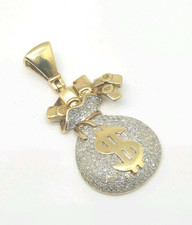 Usado, Pingente amuleto bolsa dinheiro diamante genuíno ouro amarelo 10K real sólido marca masculina comprar usado Usado, Pingente amuleto bolsa dinheiro diamante genuíno ouro amarelo 10K real sólido marca masculina comprar usado  Enviando para Brazil