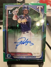 2024 Bowman Safira Cromada Paulino Santana Auto 1st Prospect Verde #’d /99 comprar usado  Enviando para Brazil