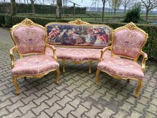 Conjunto de Sofá com Cadeiras Luís XVI Francês Anos 1960 Rosa Damasco Ouro Faia Vintage comprar usado  Enviando para Brazil