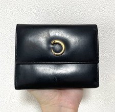 Vintage Cartier Panther Carteira Tríplice Couro Preto Estojo de Cartões Moeda Feito na França comprar usado  Enviando para Brazil