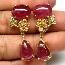 Brincos de prata esterlina 925 com rubi vermelho e safira extravagantes Giff For Her  comprar usado  Enviando para Brazil