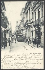 Cartão postal Brasil São Paulo Rua De São Bento e bonde para a França 1904 com 1 selo comprar usado  Enviando para Brazil