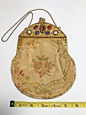 Cartera antigua victoriana de tela de tapiz con joyas segunda mano  Embacar hacia Argentina