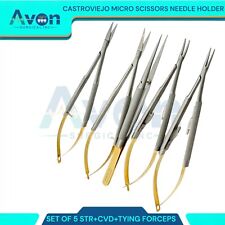 NOVO 5 ALEMÃO Castroviejo Micro Suporte de Agulha Tesoura STR+ CVD Pinça Olho Dental comprar usado  Enviando para Brazil