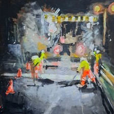 Pintura original de mídia mista Work Life 2 em madeira (MDF) comprar usado  Enviando para Brazil