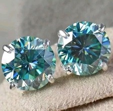 Enormes brincos de diamante azul com certificação tratado 20 quilates, prata 925, usado comprar usado  Enviando para Brazil