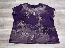 Blusa feminina Blue Canyon 1x roxa Torre Eiffel Paris City Of Love strass, usado comprar usado  Enviando para Brazil