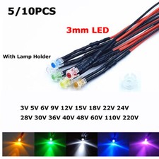 Diodo emissor de luz pré-conectado ultra brilhante LED 3mm com suporte para lâmpada 3/6/9V-220V comprar usado  Enviando para Brazil